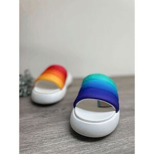 TOMS Women's Alpargata Mallow Slide Sandals - Asymmetrical Ombre Rainbow 5B